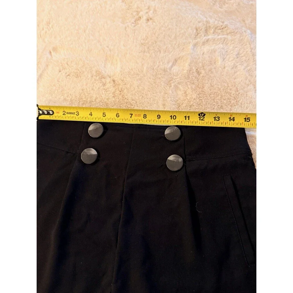 Anthropologie Sailor Shorts Womens 6 Black High Waist Button Front Twill Dressy - Picture 5 of 16